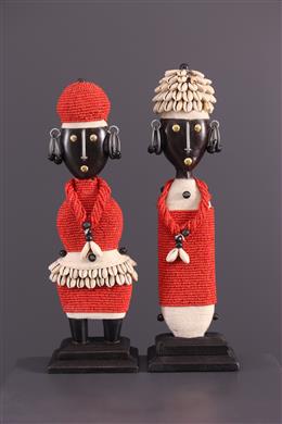 Arte Africano - Par de muñecas de Sudáfrica