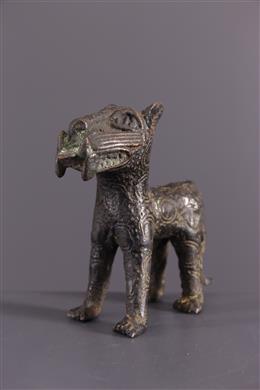 Arte Africano - Miniatura de leopardo de bronce bini edo de Benín