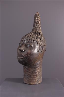Arte Africano - Cabeza conmemorativa de bronce de Benín