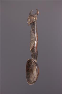 Arte Africano - Cuchara ceremonial Baule con motivo cefalomorfo